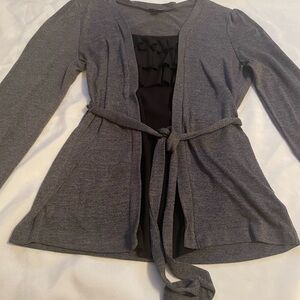 East 5th Gray‎ and Black Knit Top with Tie “Belt”, Size Medium